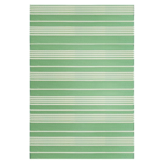 Green & White Striped Outdoor Area Rug, 4ft. x 6ft.